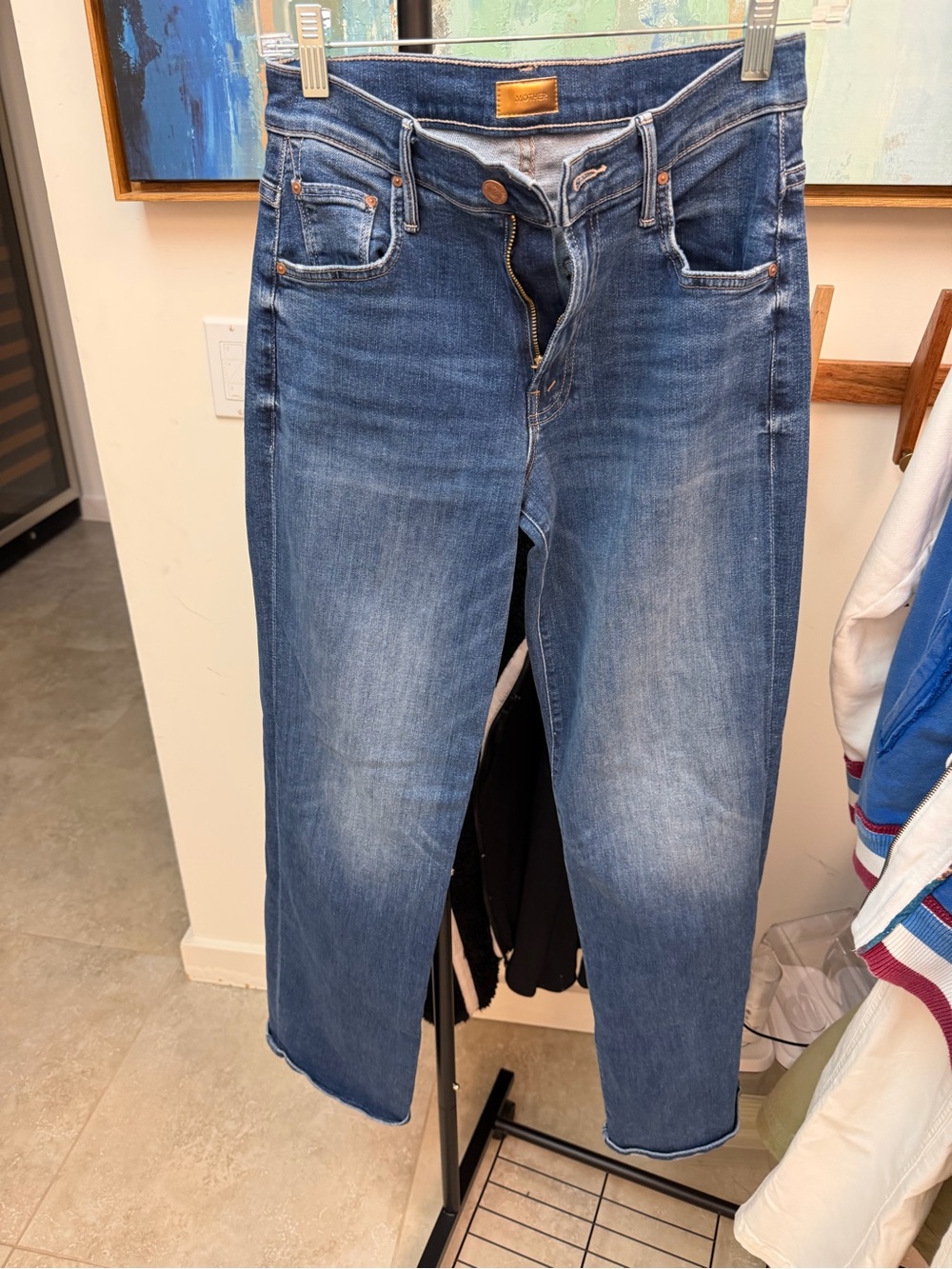 MOTHER Women's Mid-Rise Maven Sneak- Blue Denim